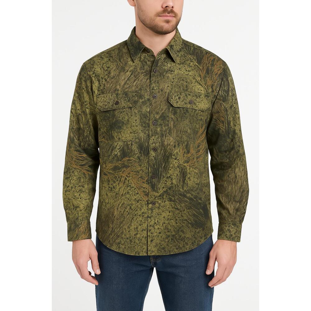 Mossy Oak Mens Camouflage Long Sleeve Chest Pockets ButtonDown Shirt LargeLong
